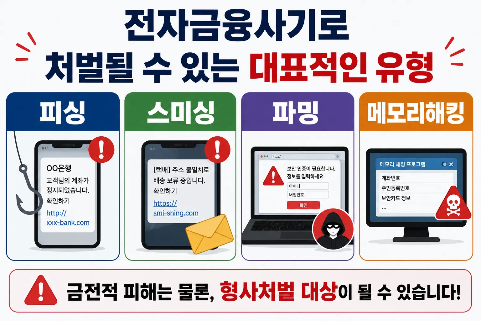 전자금융사기로 처벌될 수 있는 대표적인 유형
